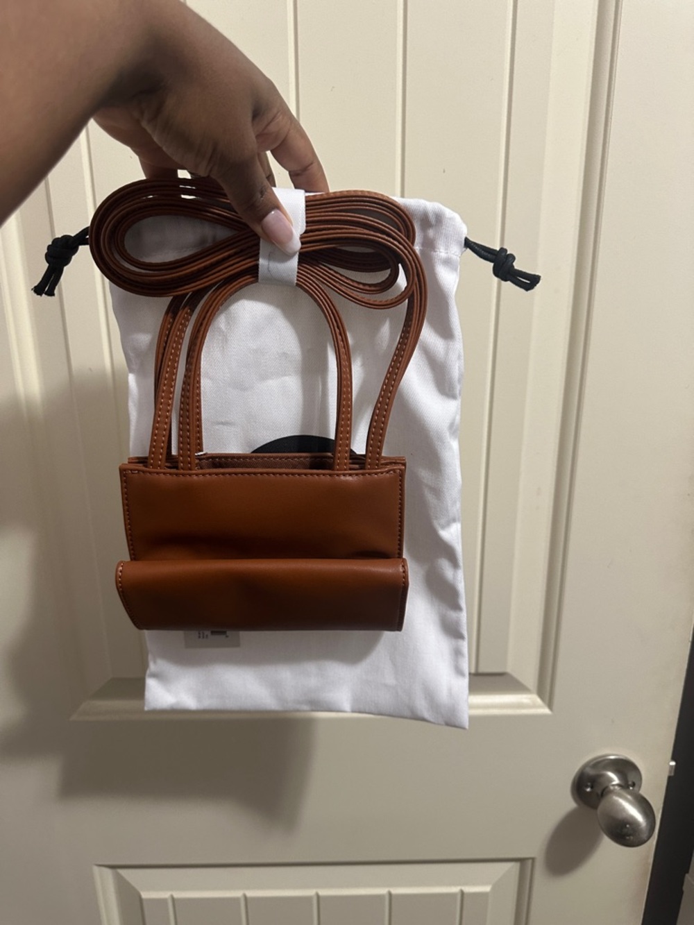 Telfar Small Shopper Crossbody in Cognac Brown - Picture 3 of 5